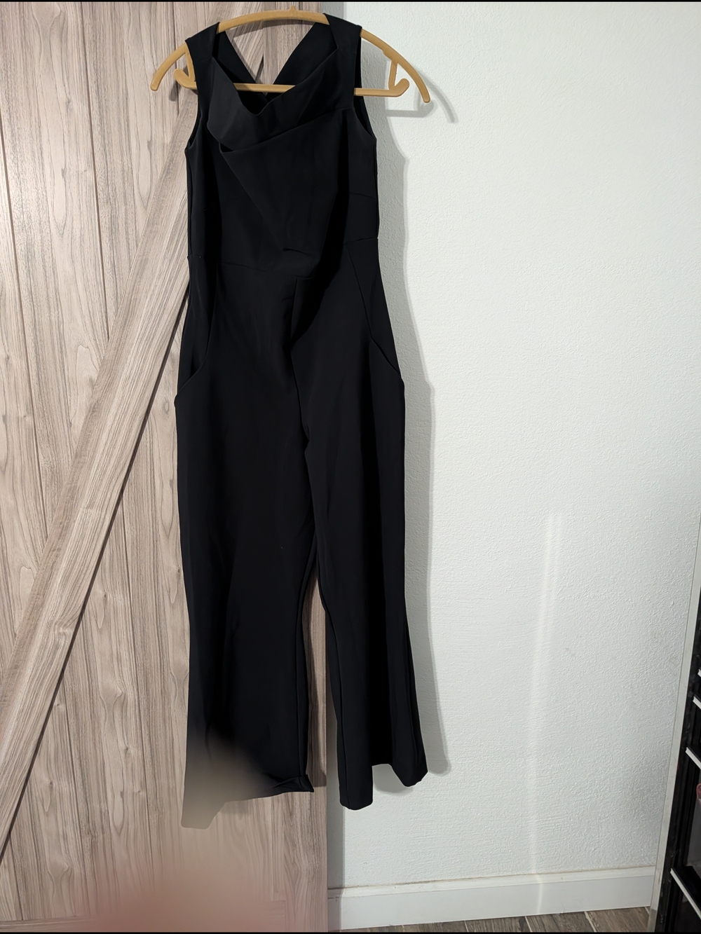 Chiara Boni Black Draped Neck Wide-Leg Jumpsuit